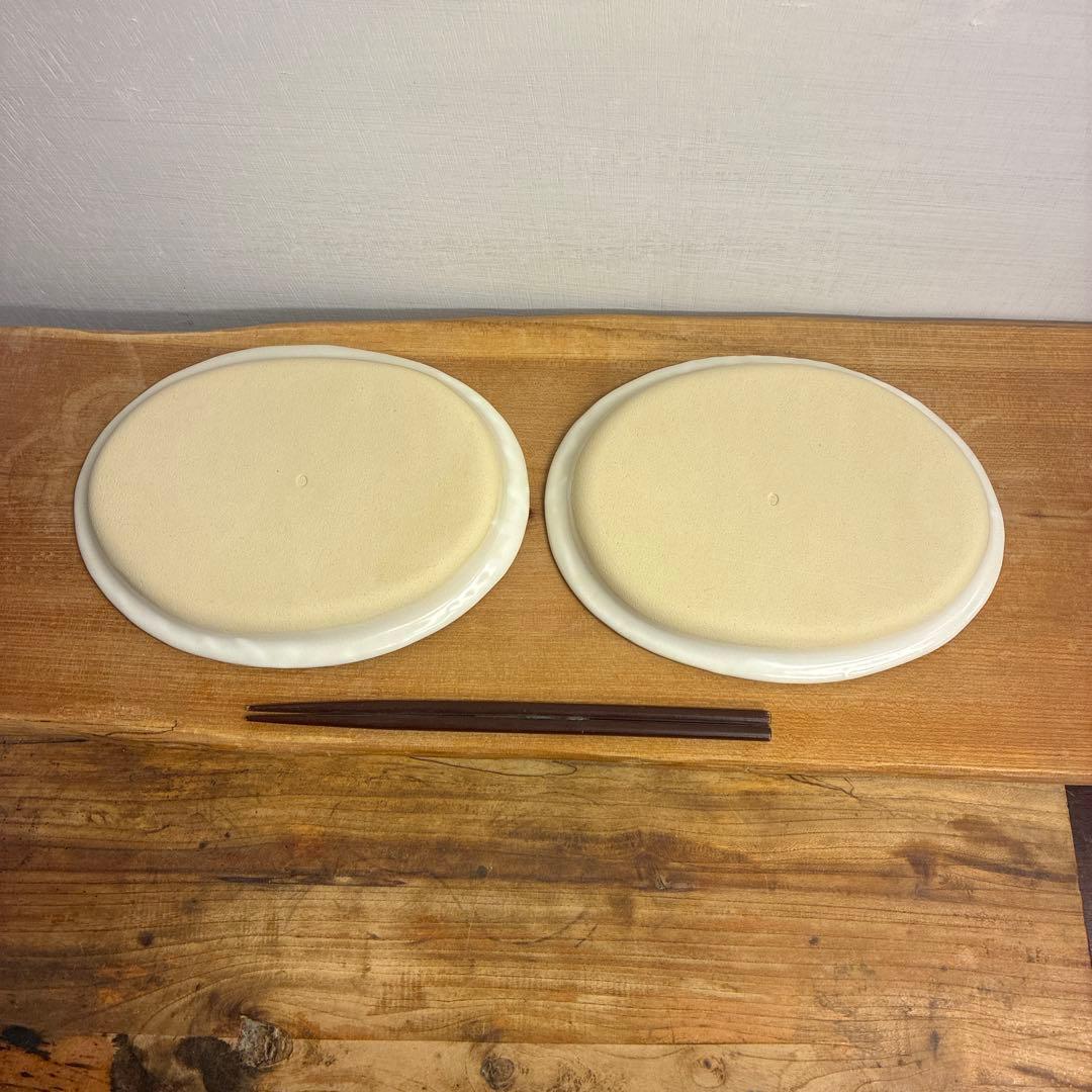 Gigi新品　陶器　陶芸作家　楕円リムプレート皿2枚　441