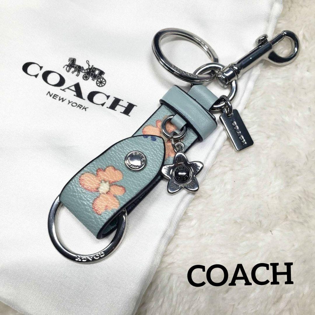 COACHコーチ新品 キーリング付きキーホルダー　トリガースナップ ティーローズ