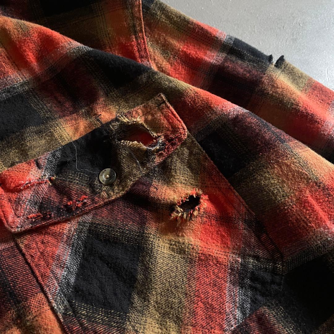 Y2k cqr weed grunge“襤褸”flannel shirt