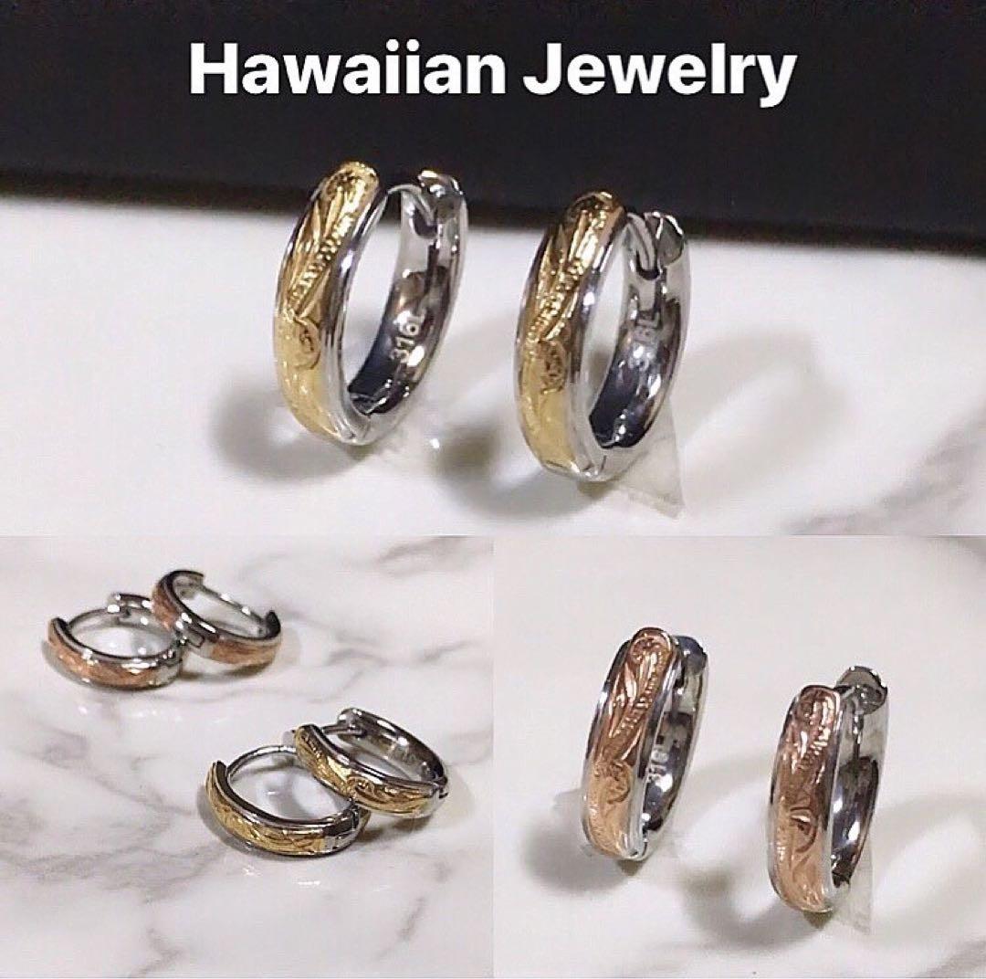 高級 ハワイアンジュエリー ピアス メンズ レディース ゴールド　シンプル　男