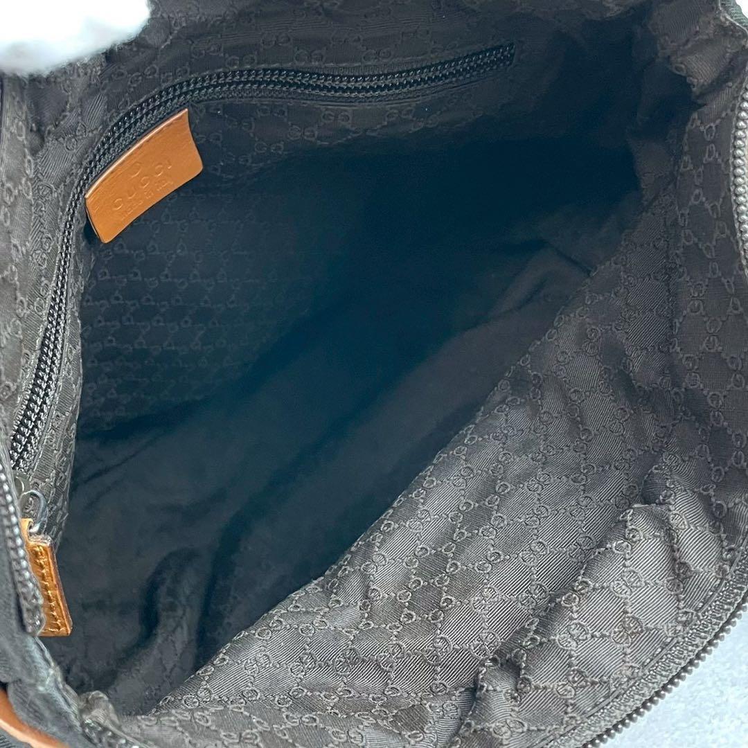 美品 グッチ トートバッグ GG キャンバス 裏地GGパターン レザー ブラウン