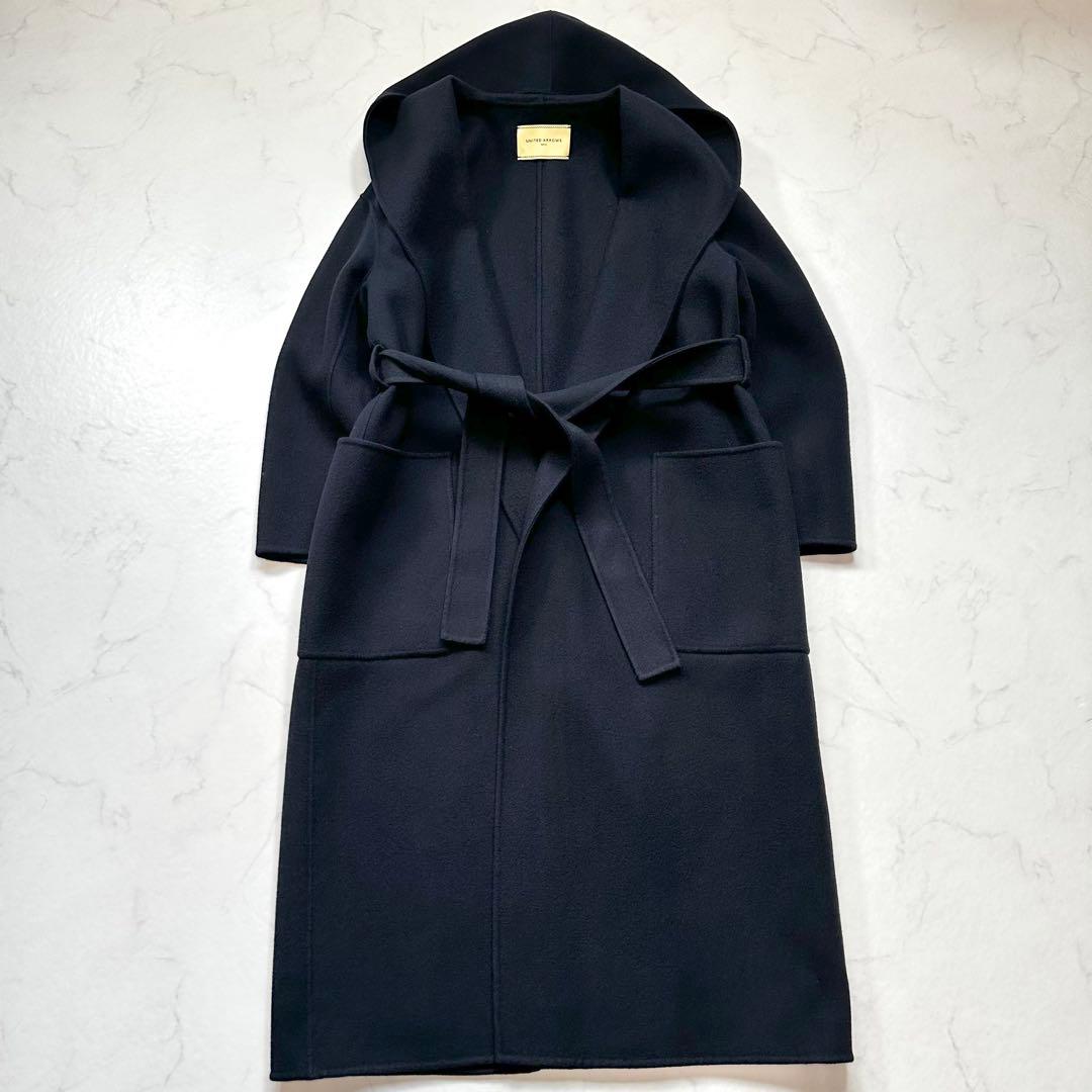 未使用級◎ユナイテッドアローズ UGCB ダブルフェイスフーデッドコート 紺36