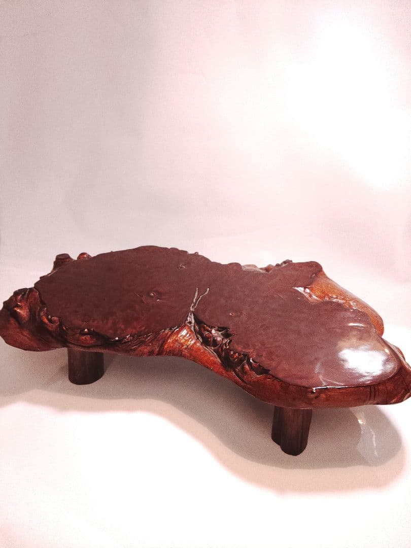 一枚板テーブル　木のこぶ　書道　華道