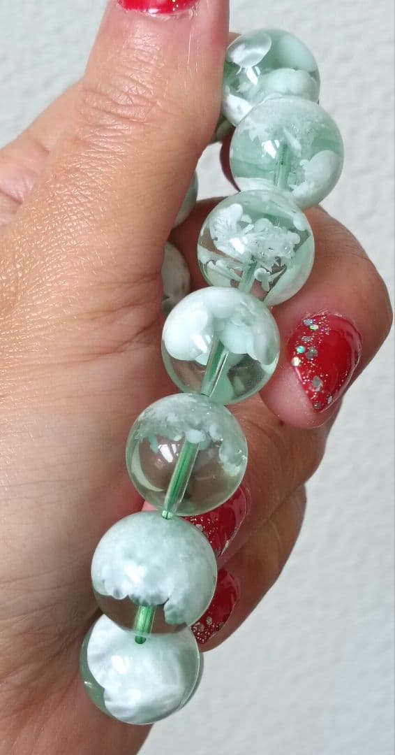 超超超レア石‼️グリーンラリマー約16ミリ内径約18センチ 原石写真付き❤❤