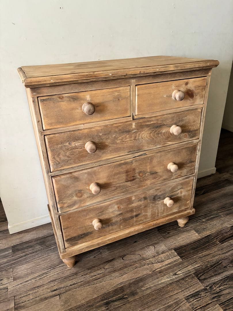 チェスト アンティーク　オールドパイン　ドロワーズ　木製　引き出し 剥離