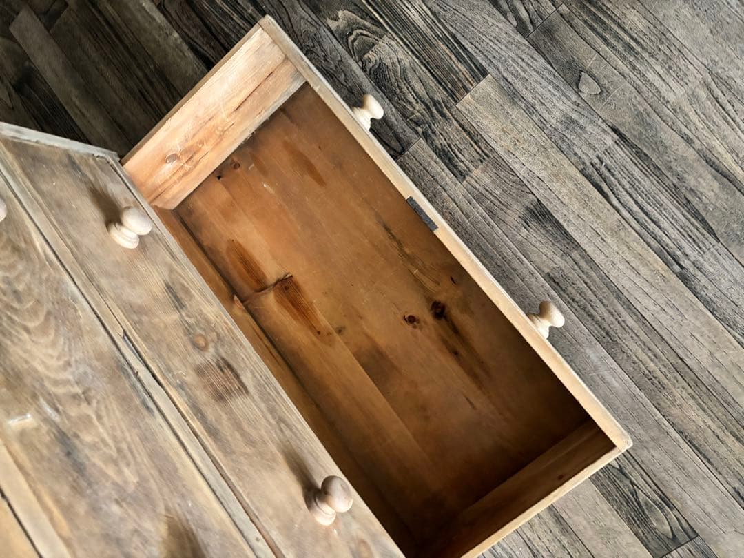 チェスト アンティーク　オールドパイン　ドロワーズ　木製　引き出し 剥離