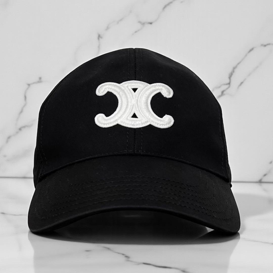 現行モデル 美品 セリーヌ トリオンフ キャップ ブラック 帽子 L 59cm