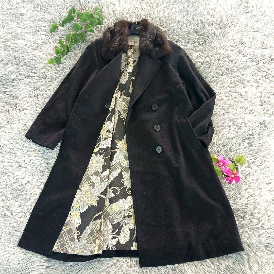極美品✨【EMBA】カシミヤ100% ロングコート コロンボ 黒 ミンクファー