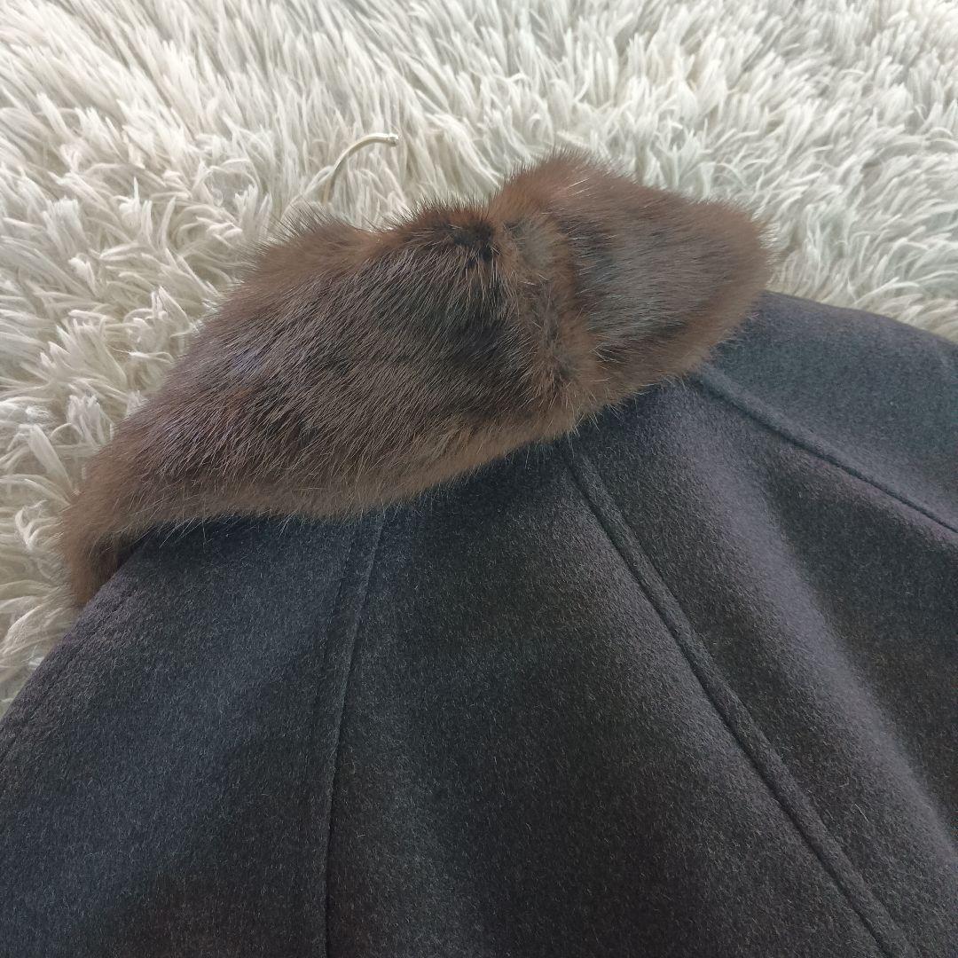 極美品✨【EMBA】カシミヤ100% ロングコート コロンボ 黒 ミンクファー