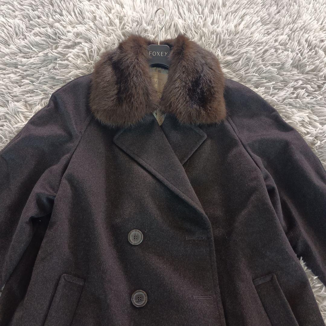 極美品✨【EMBA】カシミヤ100% ロングコート コロンボ 黒 ミンクファー