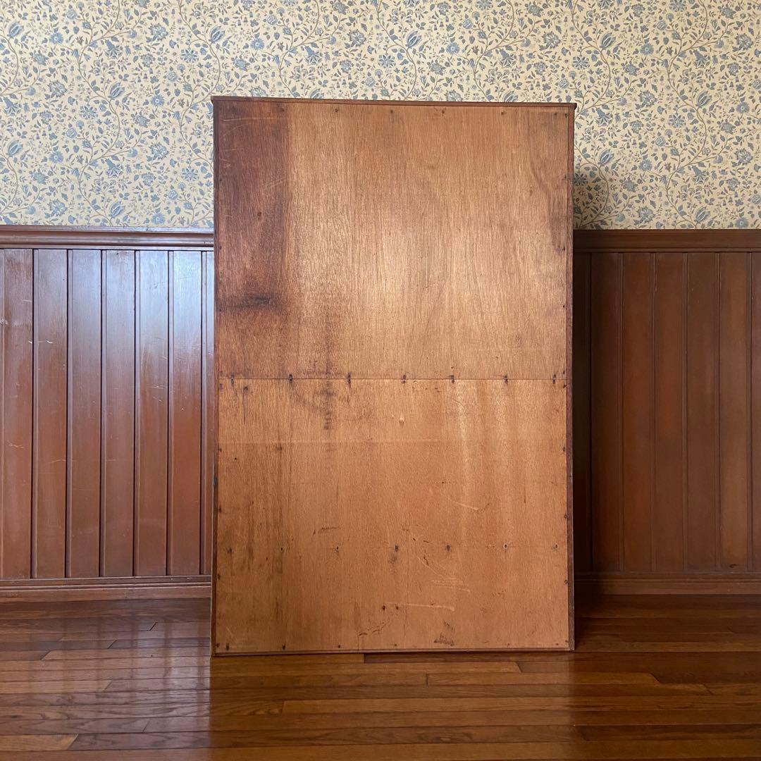 アンティーク家具　本棚　模様ガラス銀河　当時物　鍵付き