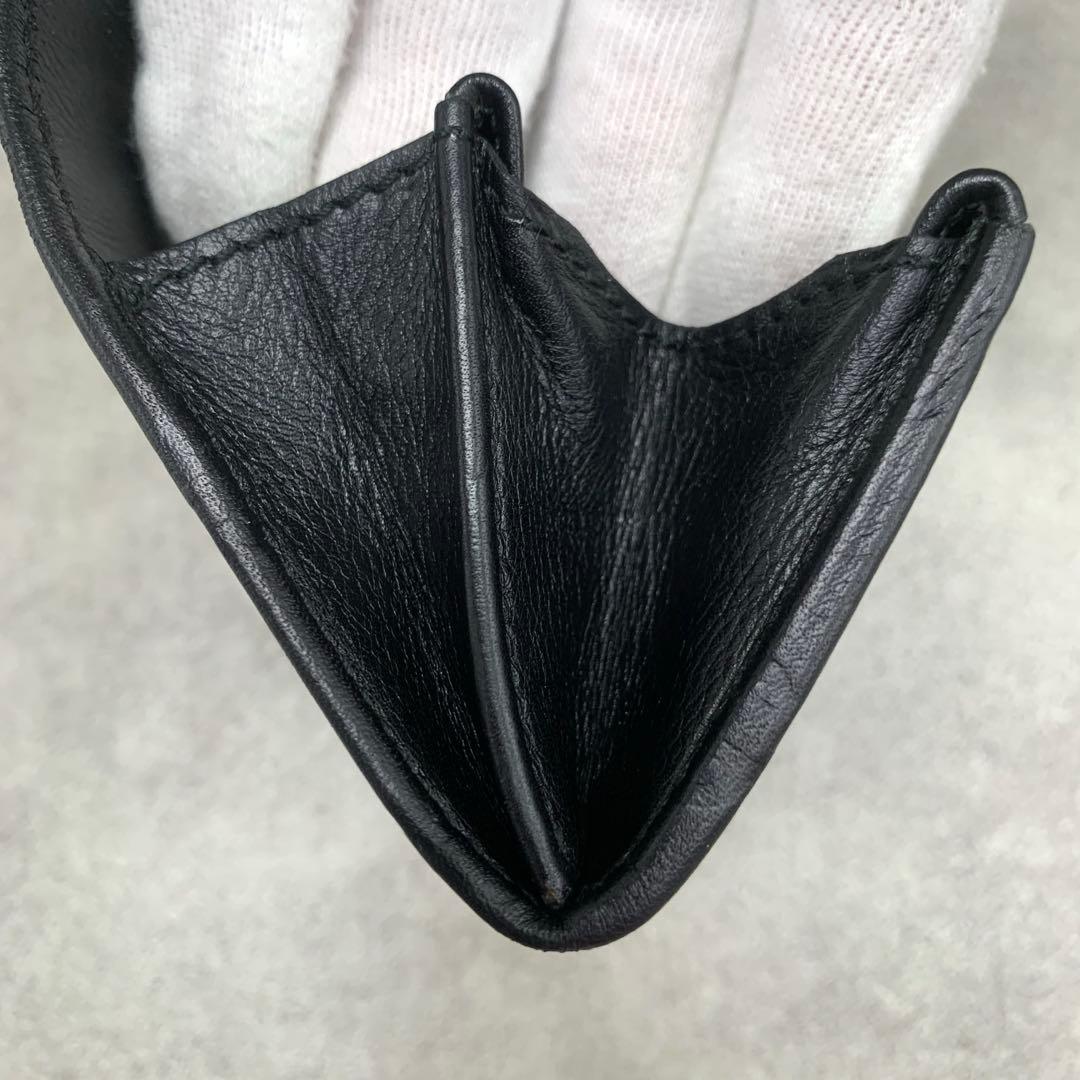 【美品】GUCCI シマ ケース 小銭入れ ブラック レザー メンズ