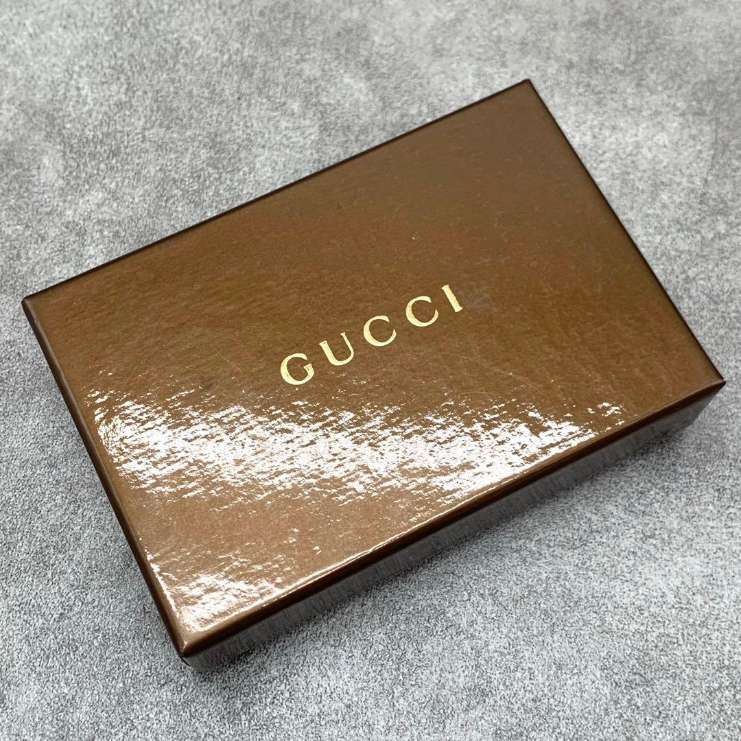 【美品】GUCCI シマ ケース 小銭入れ ブラック レザー メンズ