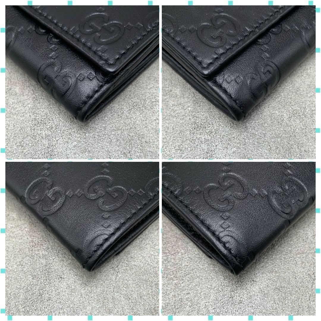 【美品】GUCCI シマ ケース 小銭入れ ブラック レザー メンズ