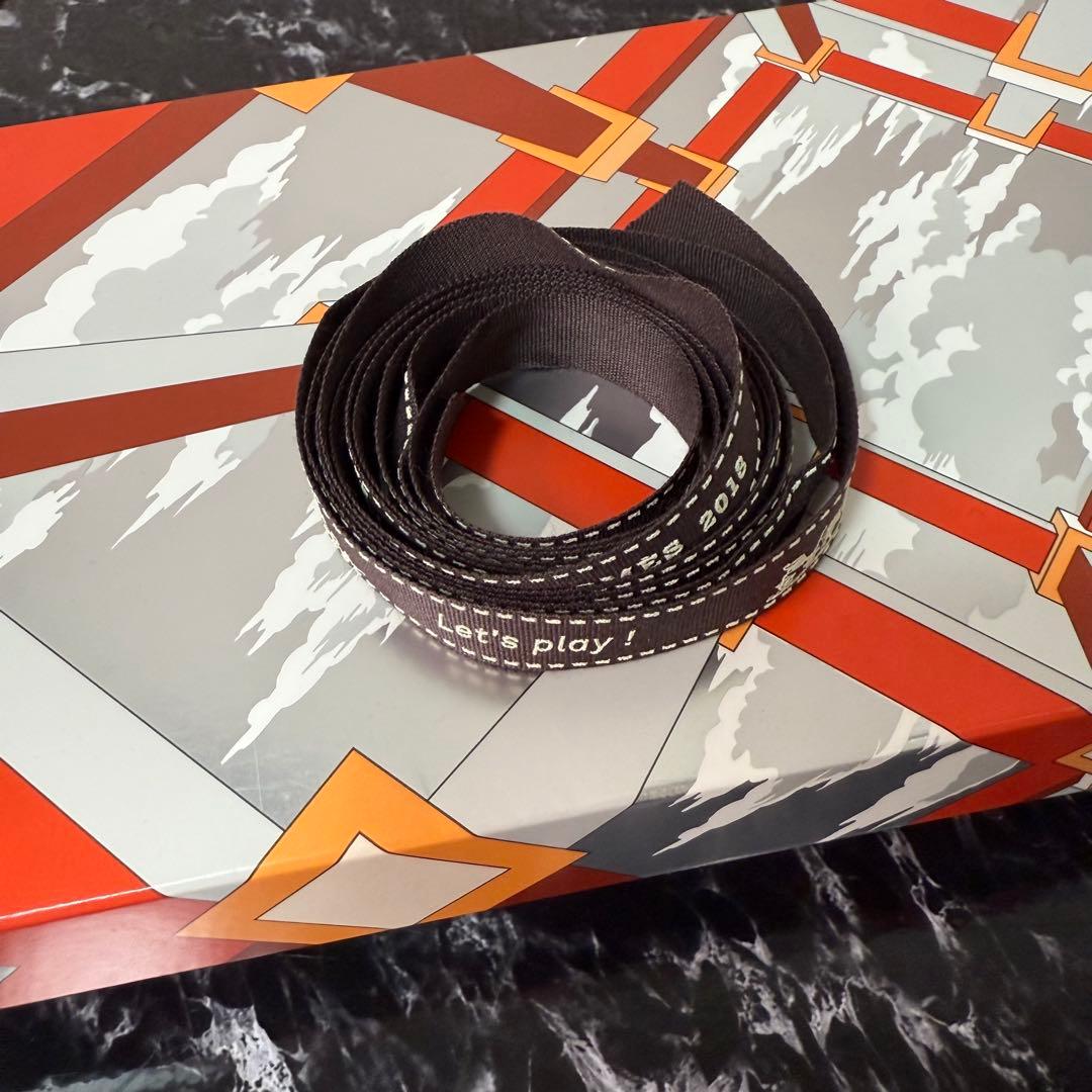 HERMES エルメス 花柄 オレンジ ネクタイ 外箱 ショッパー リボン付き