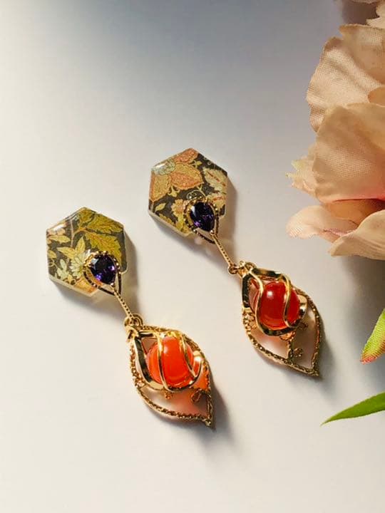 大人花柄 ピアス イヤリング