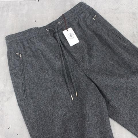 ◇未使用保管品 HERMES ウールパンツ 裾リブ グレー
