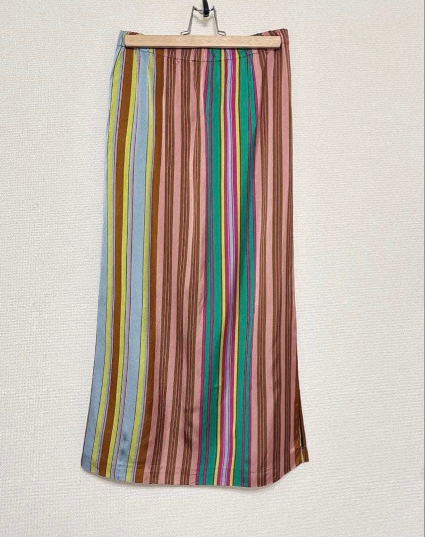 美品 人気 CABaN ランダムストライプ ロングスカート