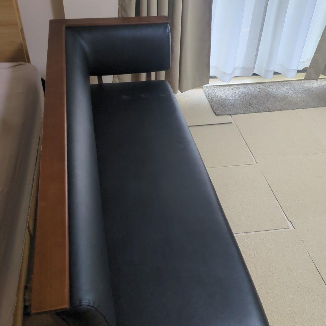 【直接引取限定】ニトリ　カウチソファ（アストル MBR2）黒 合成皮革ソファ