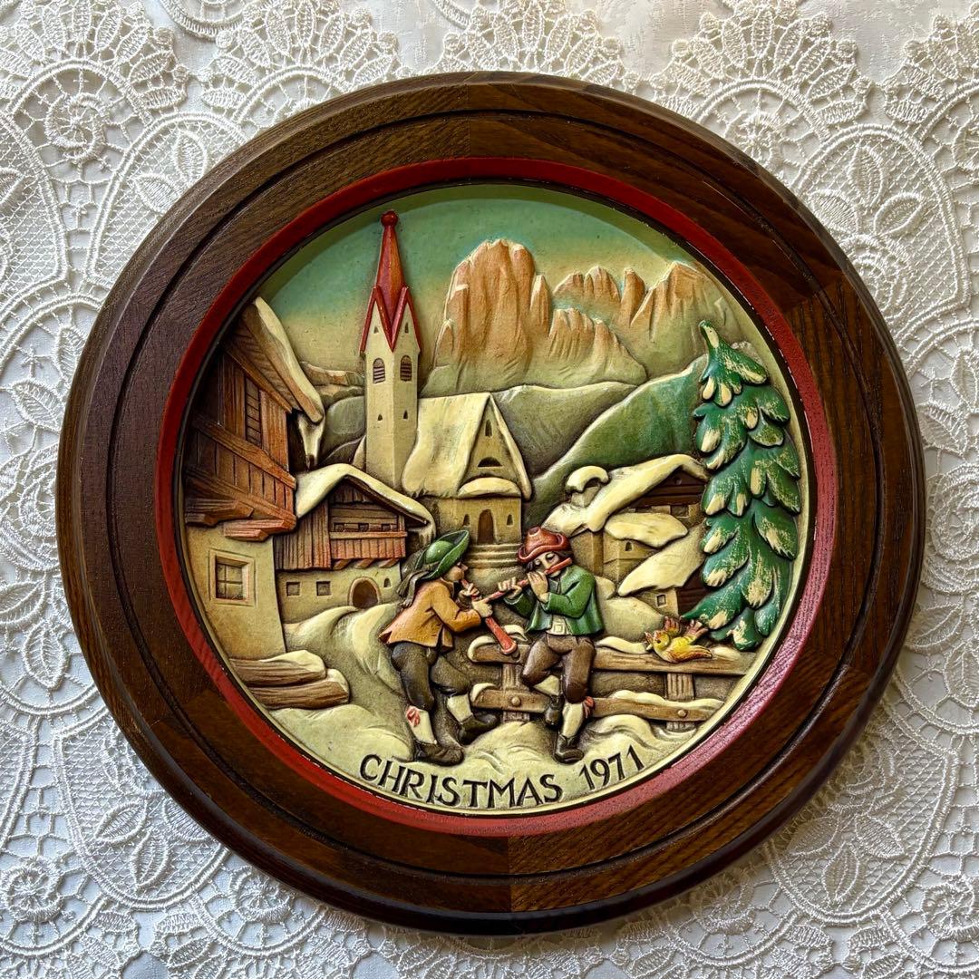 アンリ人形 ANRI 壁掛け　1971年　大判【クリスマスプレート】