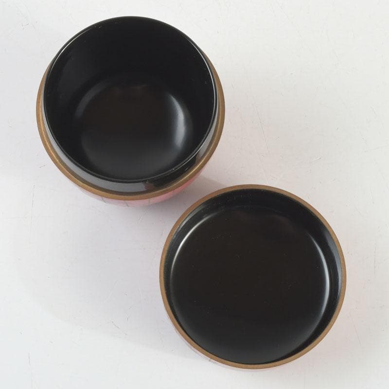 茶道具　京塗師　堀井胡春作　朱塗　柳蒔絵　中棗　共箱　V　9480