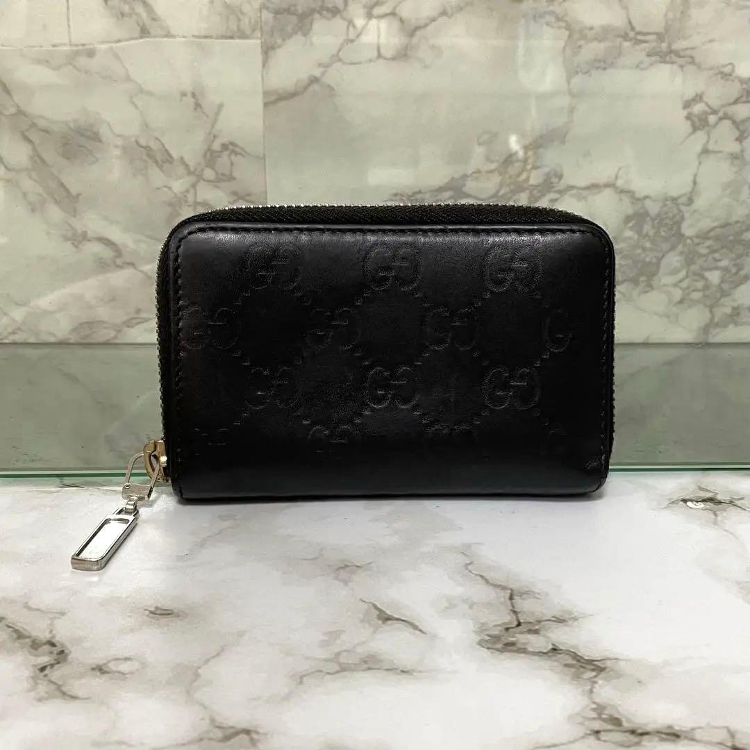 GUCCI グッチ ケース 小銭入れ GG レザー 本革 ブラック 黒