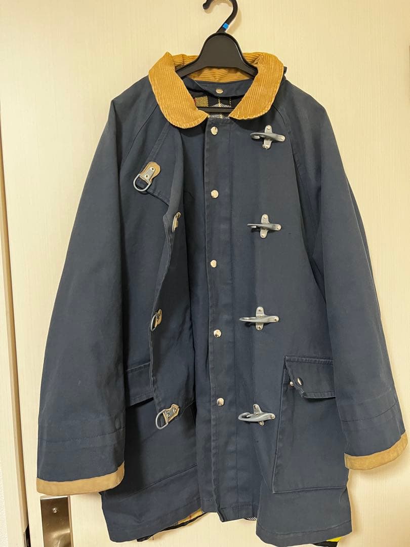 古着イタリア製ファイヤーマンジャケット ネイビー襟コーデュロイ ライナー着脱式