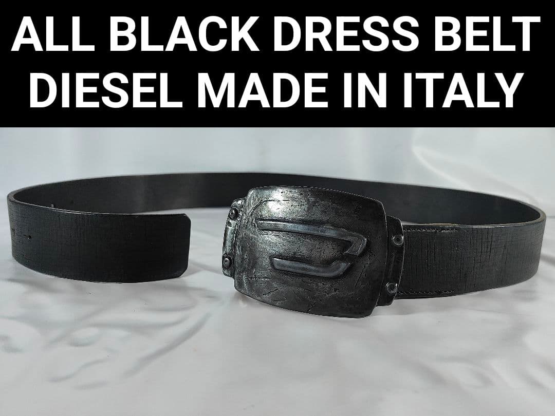 【極美品】DIESEL ディーゼル　高級イタリアンドレスベルト　黒艶本革　正規品