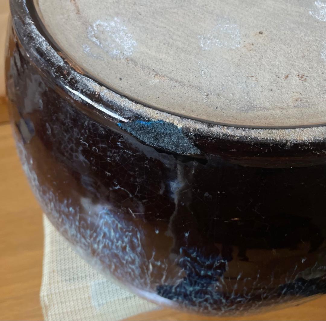 レトロ】火鉢　ガラス天板付きメダカ鉢　水蓮鉢昭和　骨董品　アンティーク中古品です