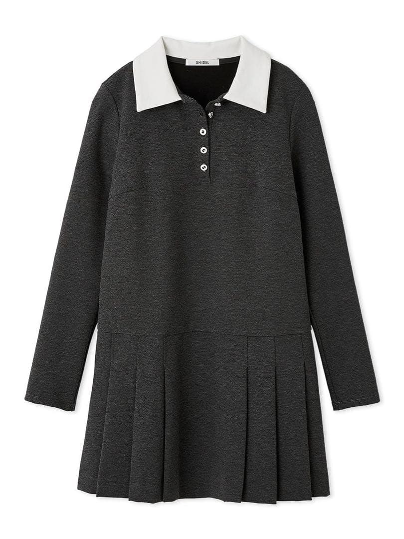 SNIDEL 衿つきプリーツカットミニワンピース GRY 1