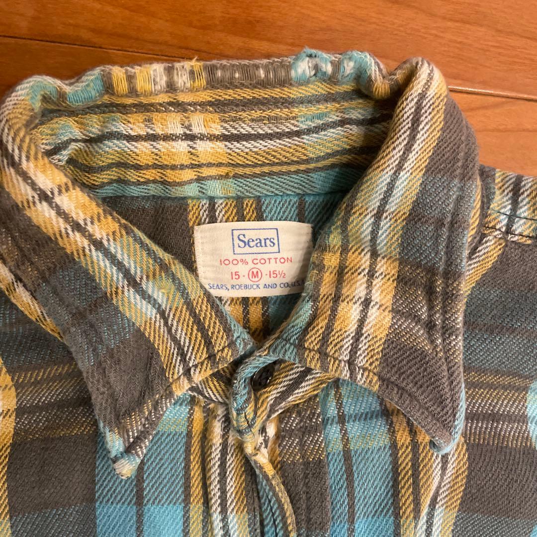 Sears ネルシャツ 60〜70‘sマチ付 ンテージ
