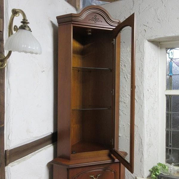 イギリス ビンテージ 家具 コーナーキャビネット 飾り棚 店舗什器 6667c