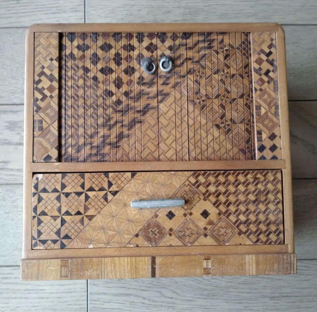 箱根寄木細工 引き出し付き収納ボックス