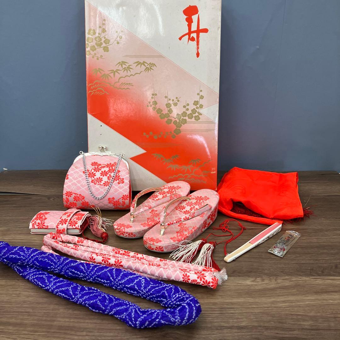 3F 七五三 7歳 和装小物セット 豪華8点 帯揚げ 志古貴 草履 バッグ