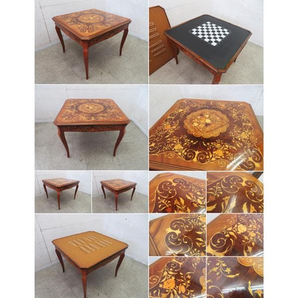 美品■イタリア製■象嵌■ゲームテーブル■カジノテーブル■チェス■バックギャモン■