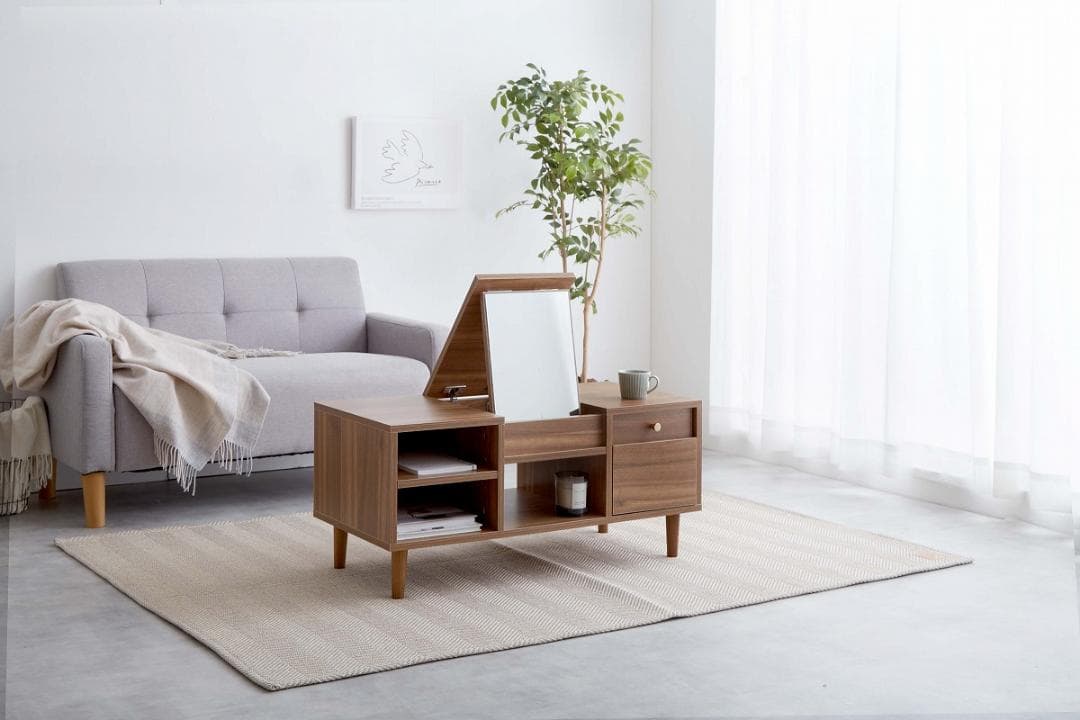 〇ドレッサーテーブル ブラウン スライドレール付き