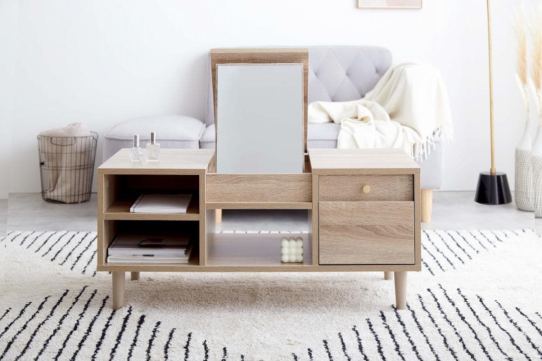 〇ドレッサーテーブル ブラウン スライドレール付き