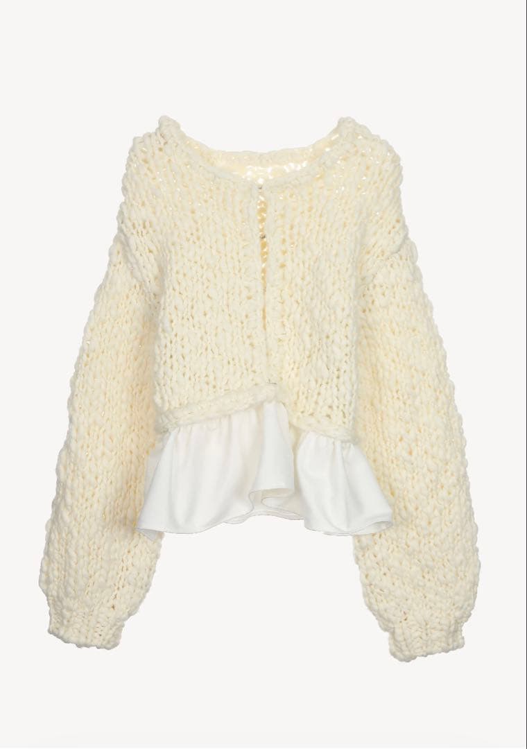 トップス Acka. frill hand knit cardigan