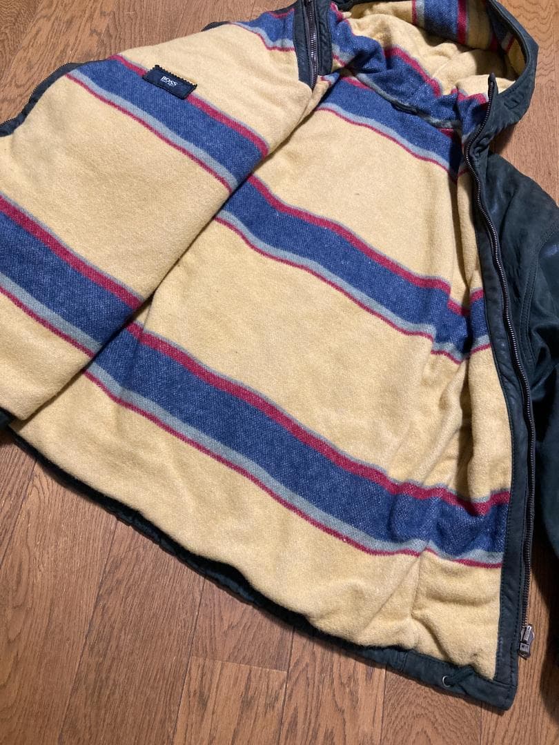 ジャケット・アウター 90s HUGO BOSS DEFORMATION LEATHER PARKA