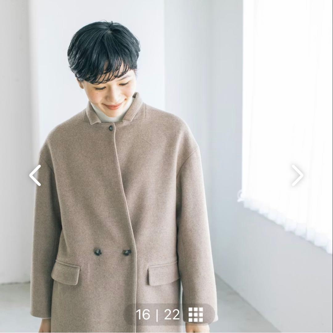 北欧暮らしの道具店　3WAYアレンジ襟のかろやかチェスターコート　ブラウン