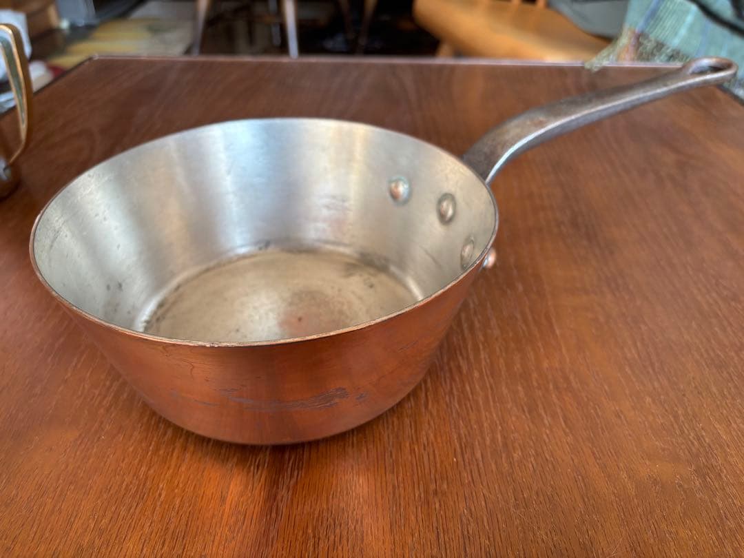 フランス製 銅鍋 錫引き片手鍋 直径約20cm