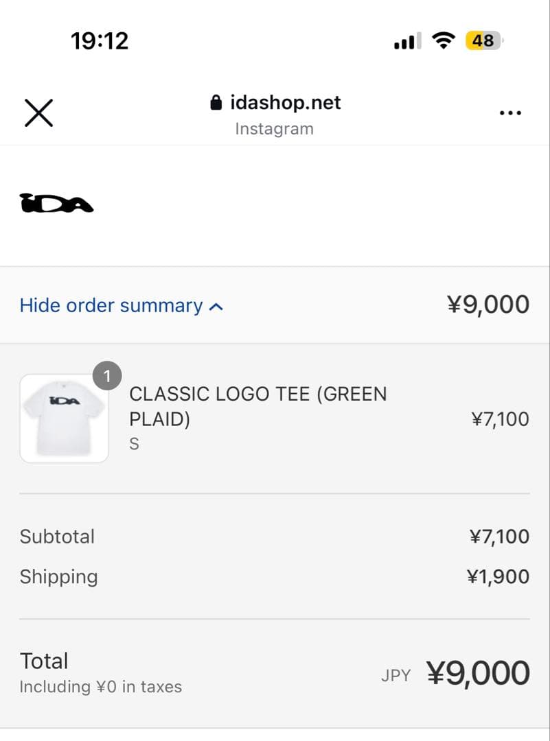 IDA CLASSIC LOGO TEE (GREEN PLAID) S 短丈