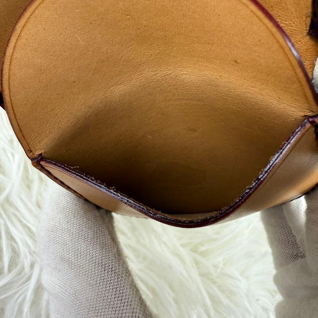 極美品 ガンゾ ケース 馬蹄型 小銭入れ スモールクロコ ボルドー