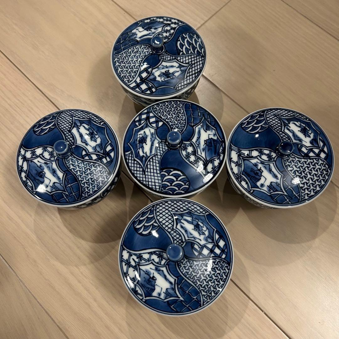 京焼　清水焼　山本壹楽　瓷彩丸紋　蓋向揃　5セット