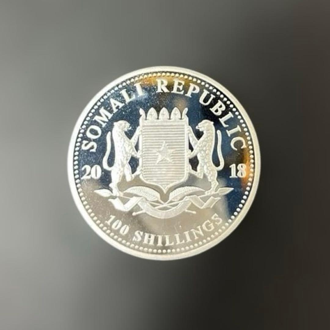 【純銀】ソマリア共和国　2018年　エレファント銀貨100シリング　1オンス②