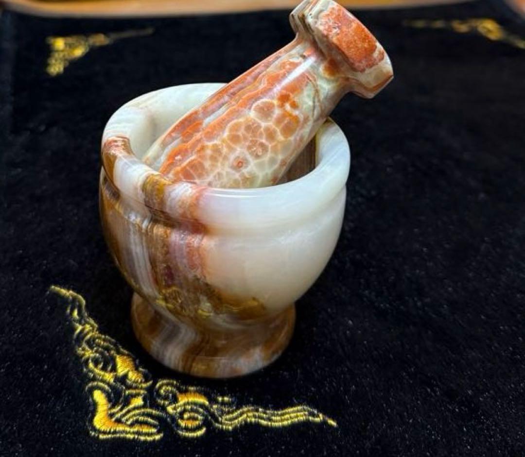 アフガニスタン産 アフガンジェイド オニックス 乳鉢乳棒 工芸品 オブジェ