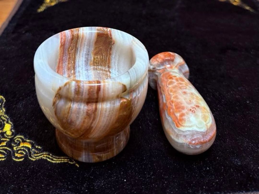 アフガニスタン産 アフガンジェイド オニックス 乳鉢乳棒 工芸品 オブジェ