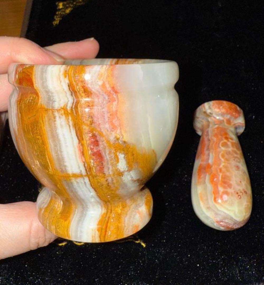 アフガニスタン産 アフガンジェイド オニックス 乳鉢乳棒 工芸品 オブジェ