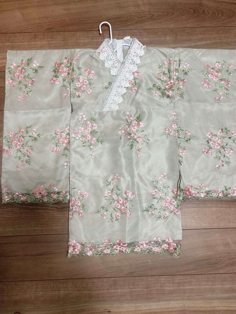 双子　七五三　キャサリンコテージ花柄レース着物　着画あり　100cm