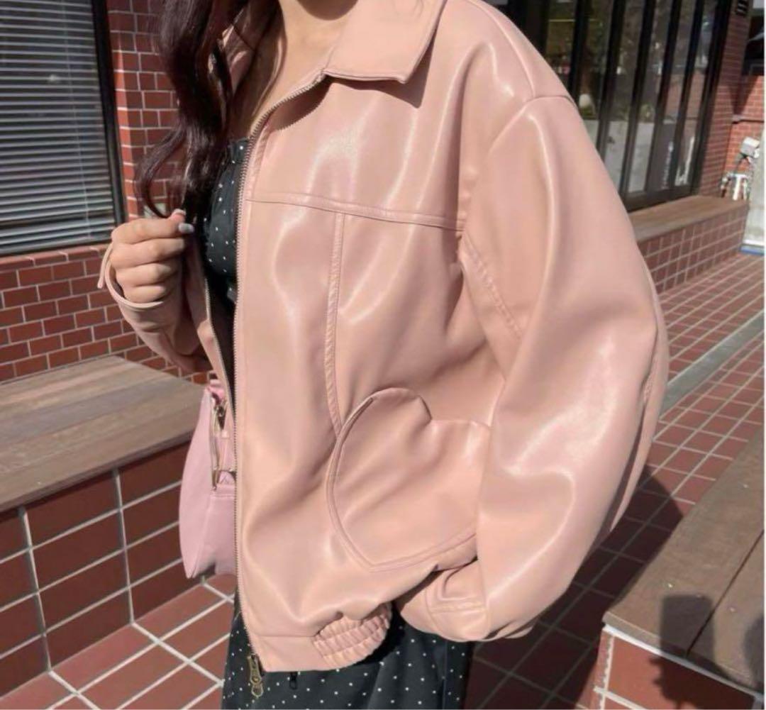 muguet Heart pocket leather jacket ミュゲ